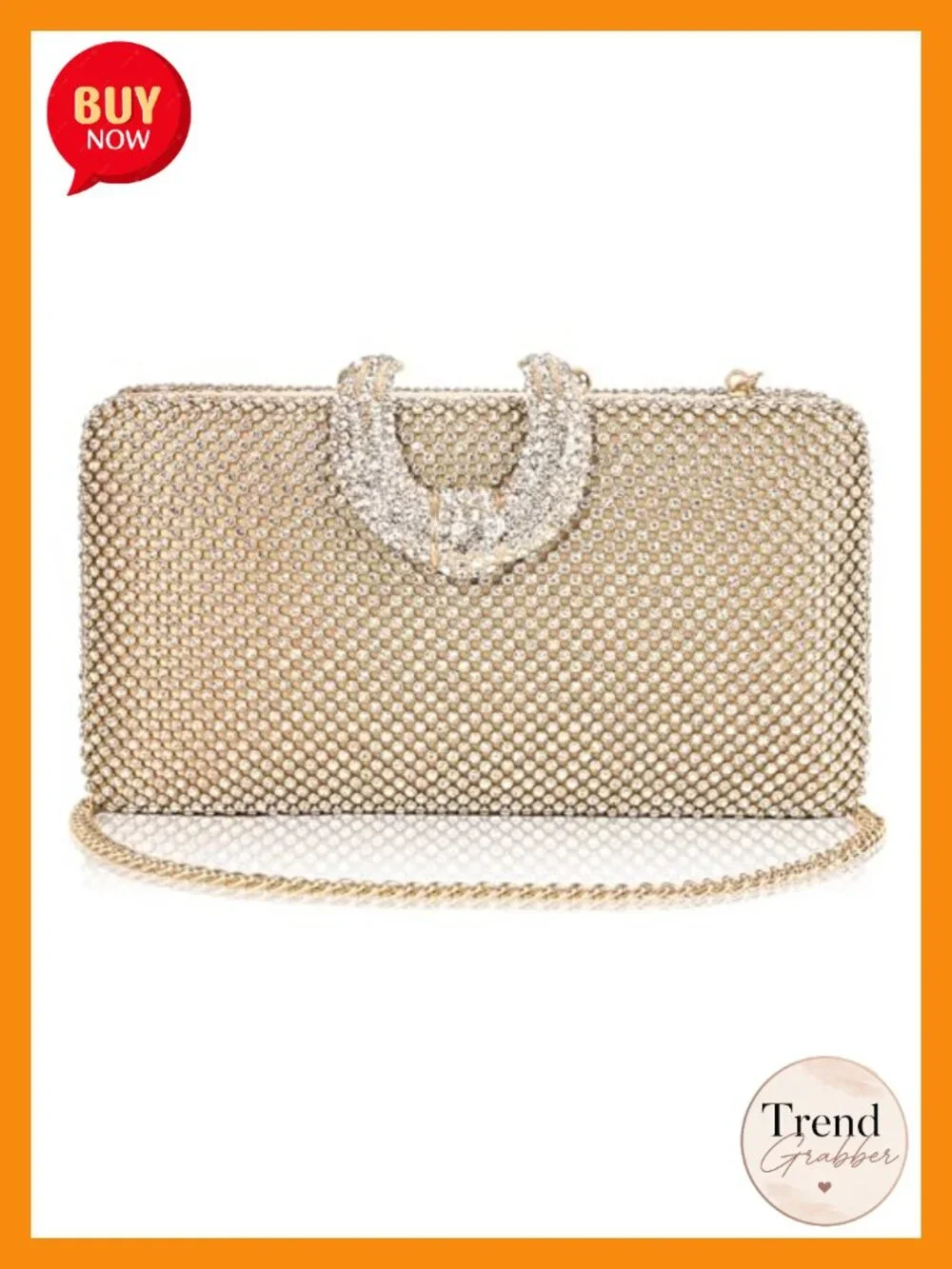 Sparkly Rhinestone Crystal Clutch Bag Detachable Chain Evening Handbag for Party